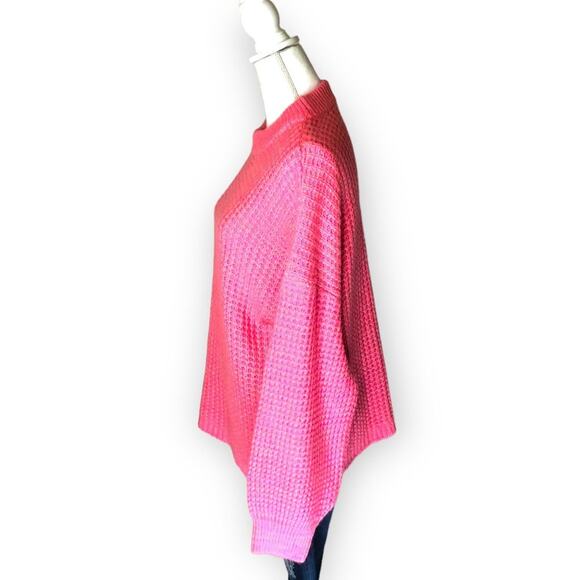 ASOS Women's Design Boxy Balloon Sleeve Pullover Sweater 12 Pink Waffle Knit - Picture 7 of 14